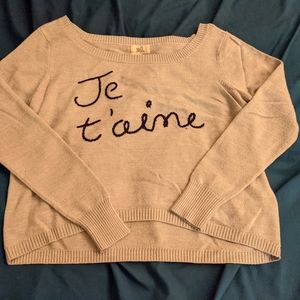 Grey Je T'aime graphic sweater